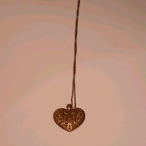 Women's gold plated long heart shaped necklace